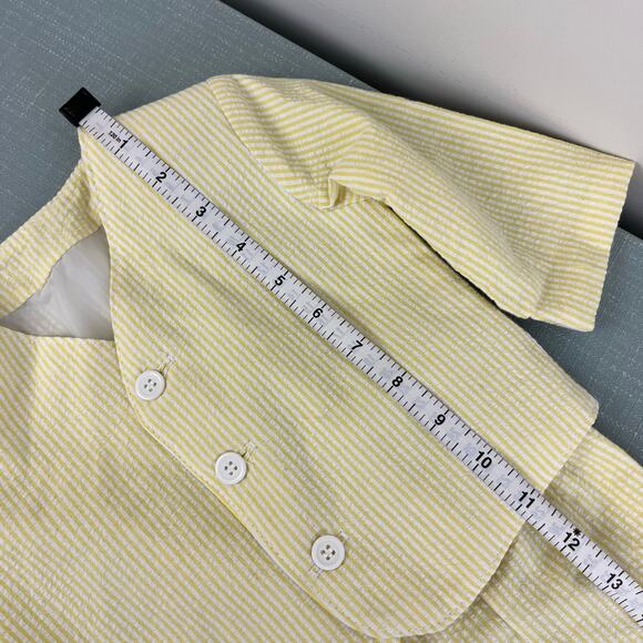 Vintage Yellow Seersucker Stripe Suit 6-12 Months USA - Picture 11 of 13